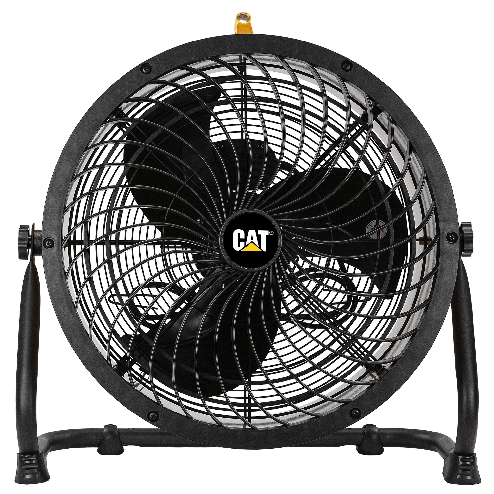 Caterpillar® fan (HVD-18AC) 18”-Blade High-Velocity Drum Fan Heavy Duty Industrial Grade (Yellow, 2-in-1): 3,400 CFM, 4-Speed, 360 Degree Adjustable Drum Head, Dual Ball Bearing Motor with Die-Cast Cover